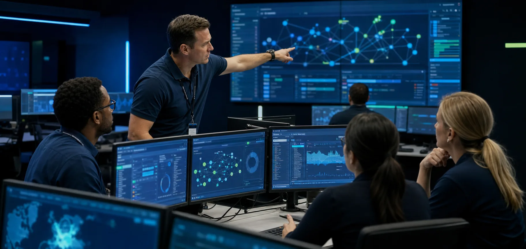Participants jointly analyze a digital security scenario in a cyber range