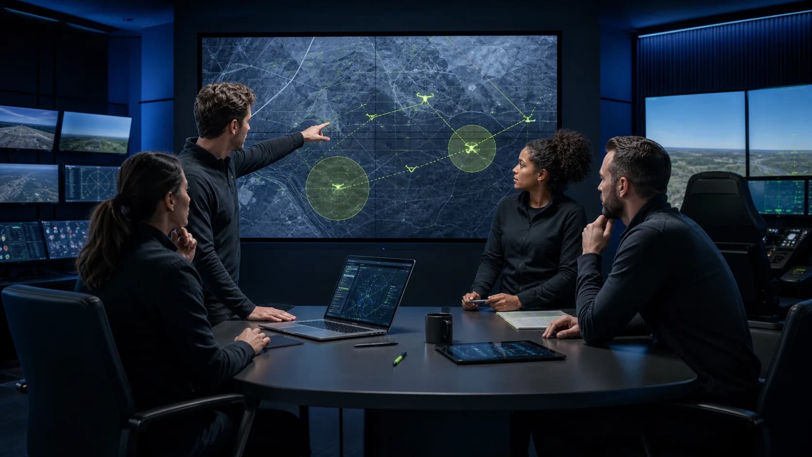 Team jointly plans a simulated drone mission
