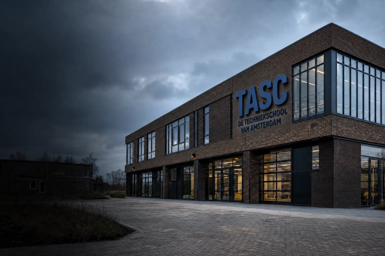 Concept image of a technical school building with TASC signage